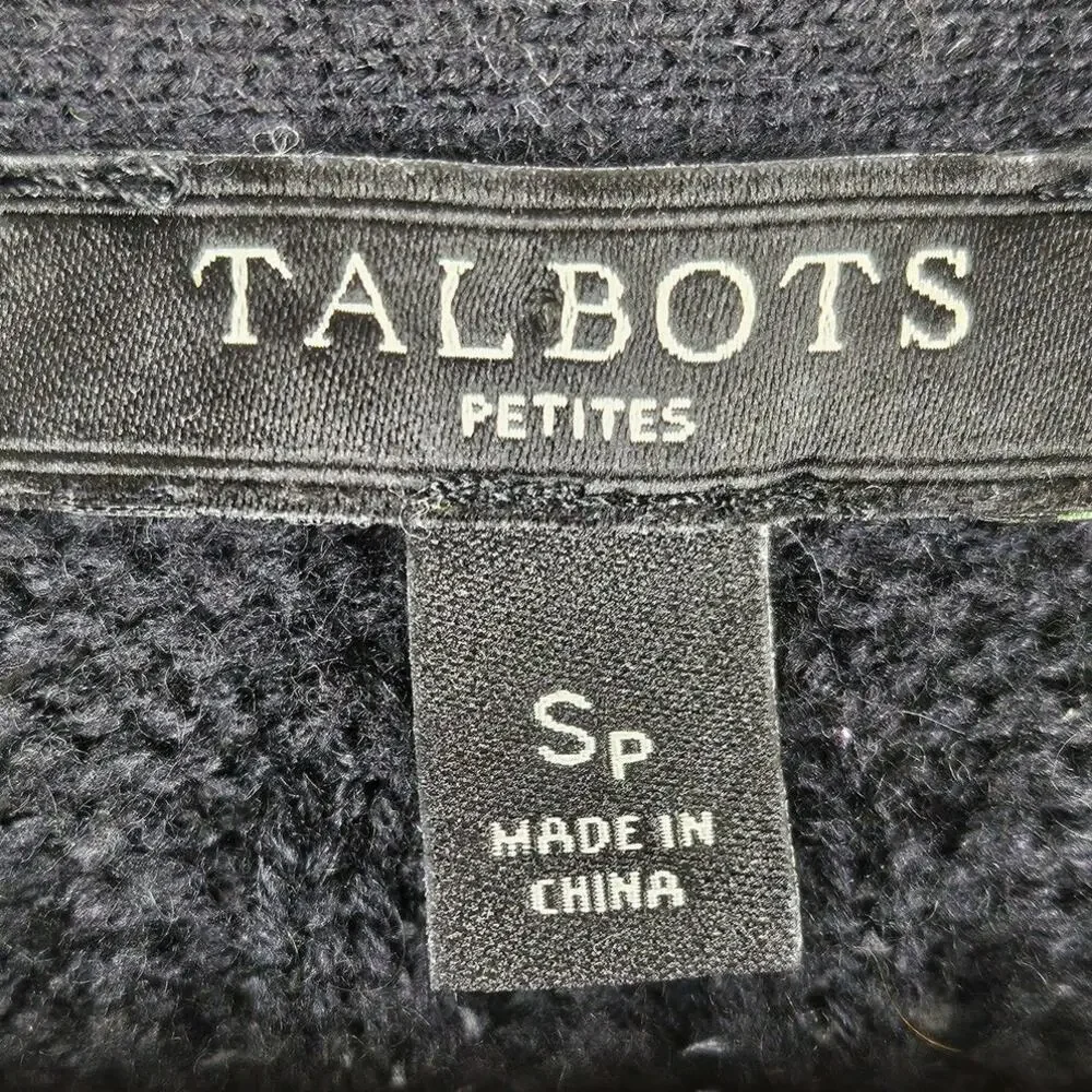 TALBOTS PETITES WOMEN'S KNIT BLACK ZIP UP SWEATER - SIZE SMALL PETITE